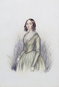 Porträt einer jungen Dame in einem grünen Kleid, 1841